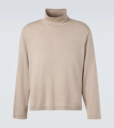 Stòffa Wool And Silk Turtleneck Sweater In Brown