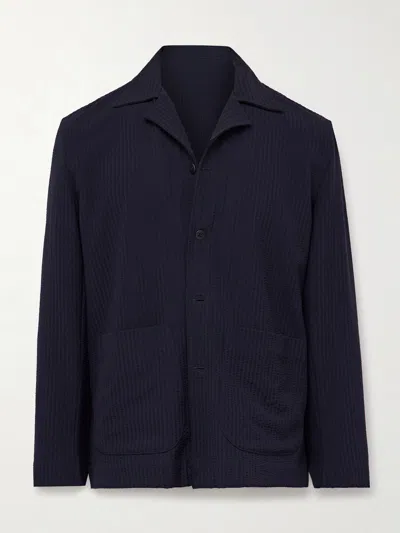 Stòffa Wool-seersucker Jacket In Blue