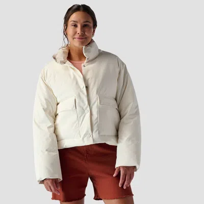 Stoic Crop Boxy Snap Front Puffer In White