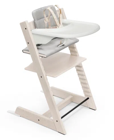 Stokke Baby Tripp Trapp Highchair, Cushion And Tray In White Wash
