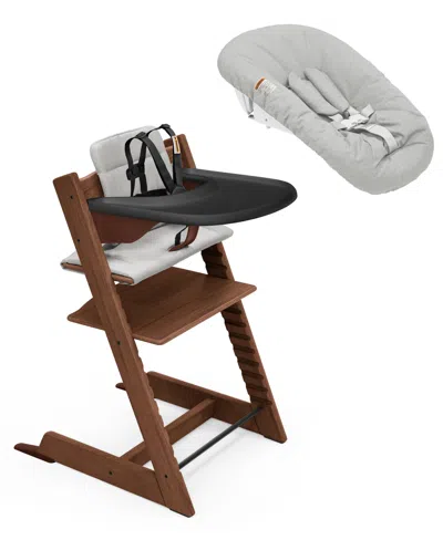 Stokke Baby Tripp Trapp Highchair With Cushion, Tray And Newborn Set In Brown