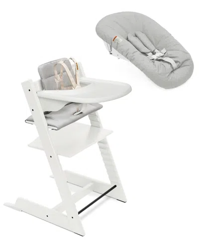 Stokke Baby Tripp Trapp Highchair With Cushion, Tray And Newborn Set In White