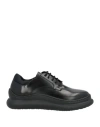 Stokton Man Lace-up Shoes Black Size 9 Leather, Textile Fibers