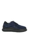 Stokton Man Lace-up Shoes Navy Size 7 Leather, Textile Fibers