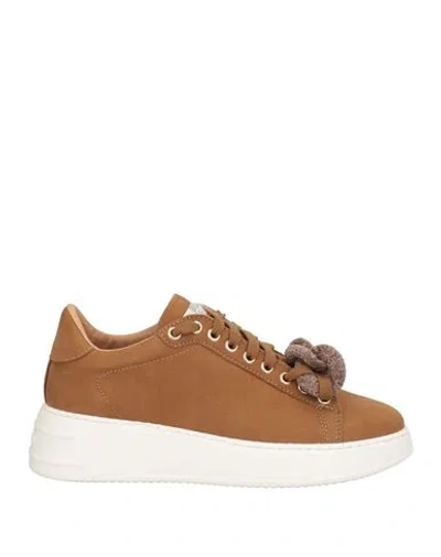 Stokton Woman Sneakers Camel Size 7 Leather