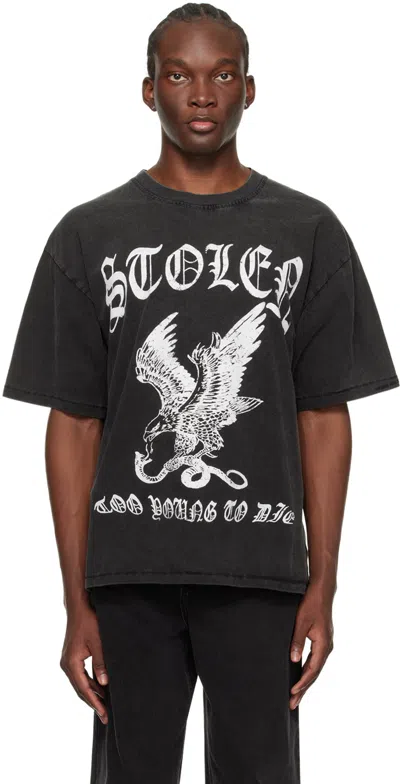 Stolen Girlfriends Club Black Eagle Strike T-shirt In Aged Charcoal