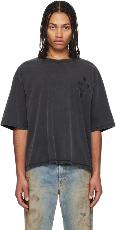 Stolen Girlfriends Club Black Gothic Cross T-shirt In Aged Charcoal