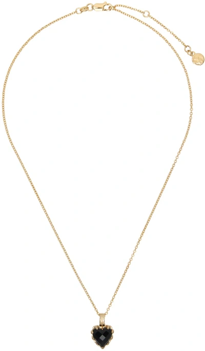 Stolen Girlfriends Club Gold Love Claw Necklace In 18k Gold Plated Onyx