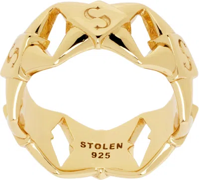 Stolen Girlfriends Club Gold Star Shocked Band Ring In Gold Plated