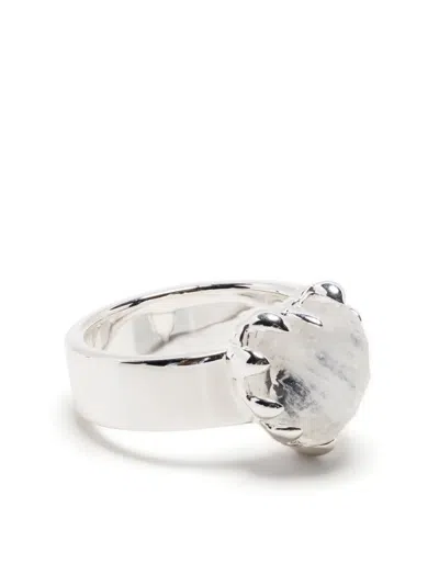Stolen Girlfriends Club Love Claw Moon Stone Ring In Silver