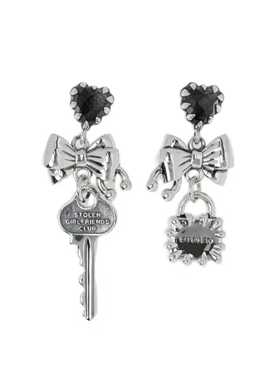 Stolen Girlfriends Club Love Locked Earrings In Silver