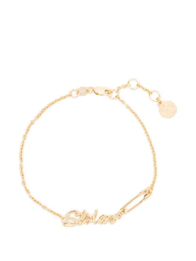 Stolen Girlfriends Club Sentimental Script Bracelet In Gold