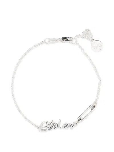 Stolen Girlfriends Club Sentimental Script Bracelet In Silver
