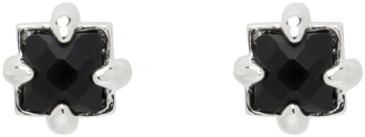 Stolen Girlfriends Club Silver Four Point Talon Studs Earrings In Sterling Silver Onyx