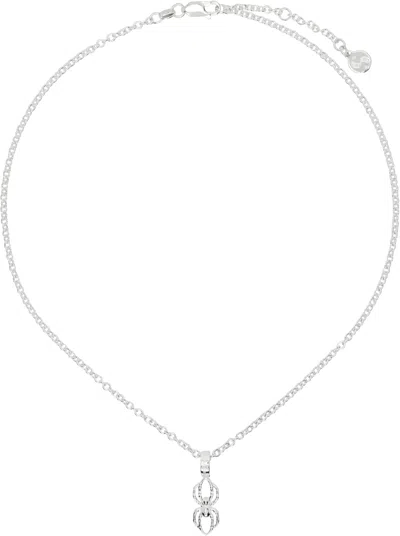 Stolen Girlfriends Club Silver Micro Spider Necklace In Sterling Silver