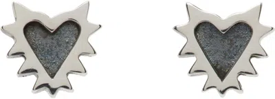 Stolen Girlfriends Club Silver Micro Spiked Heart Earrings In Sterling Silver