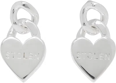 Stolen Girlfriends Club Silver Mini Love Chain Earrings In Sterling Silver 925