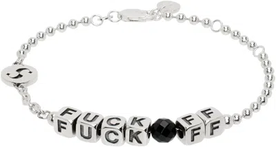 Stolen Girlfriends Club Silver No Apologies Bracelet In Silver/onyx