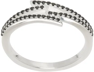 Stolen Girlfriends Club Ssense Exclusive Silver Dusted Bolt Ring In Sterling Silver/ Bla