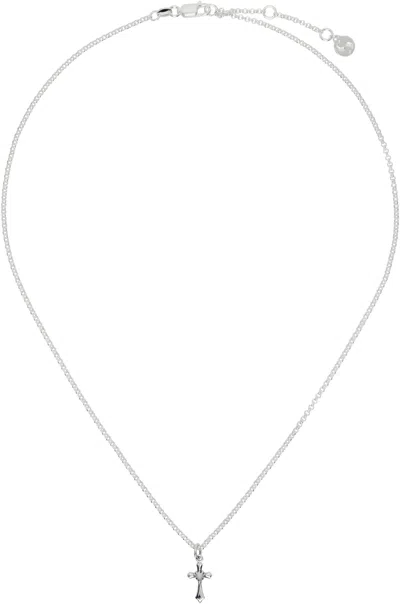 Stolen Girlfriends Club Ssense Exclusive Silver Gothic Love Necklace In Silver/clear Quartz