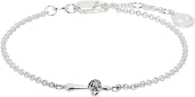 Stolen Girlfriends Club Ssense Exclusive Silver Gothic Side Cross Bracelet In Silver/clear Quartz
