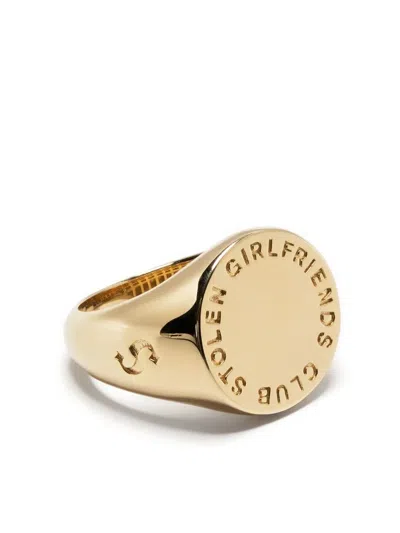 Stolen Girlfriends Club Text Logo Sovereign Gold Ring