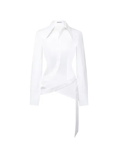Stolen Stores Asymmetric Wrap-button Shirt In White