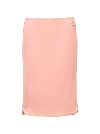 Stolen Stores Belle Lace Midi Skirt In Pink