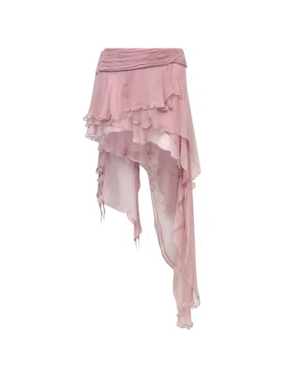 Stolen Stores Fairy Layered Asymmetric Mini Skirt In Pink