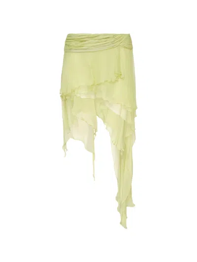 Stolen Stores Fairy Ruffled Asymmetric Mini Skirt In Green