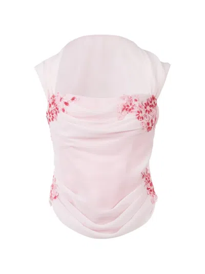 Stolen Stores Belle Draped Lace Corset In Pink