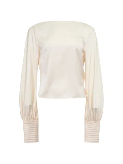 Stolen Stores Kaia Draped-back Long-sleeve Blouse In Multi