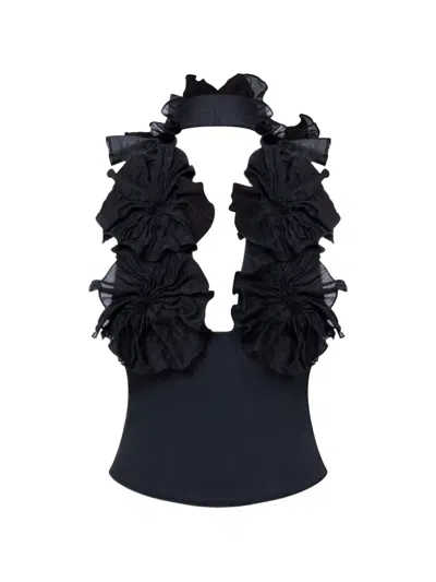 Stolen Stores Lotus Leaf Ruffled Top In Black