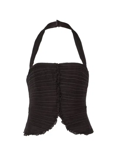 Stolen Stores Plissé Halterneck Top In Black