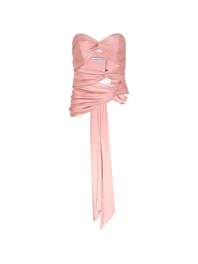 Stolen Stores Ruched Strapless Top In Pink