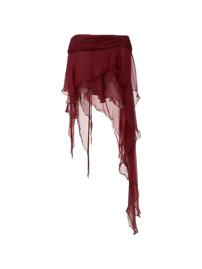 Stolen Stores Ruffled Asymmetric Skirt In Brown