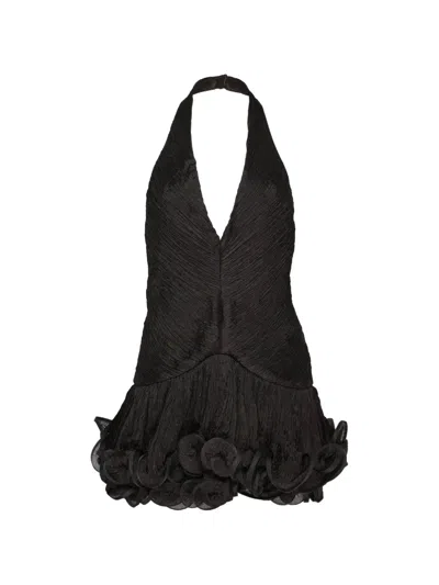 Stolen Stores Ruffled Halterneck Mini Dress In Black