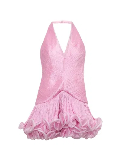 Stolen Stores Ruffled Halterneck Mini Dress In Pink