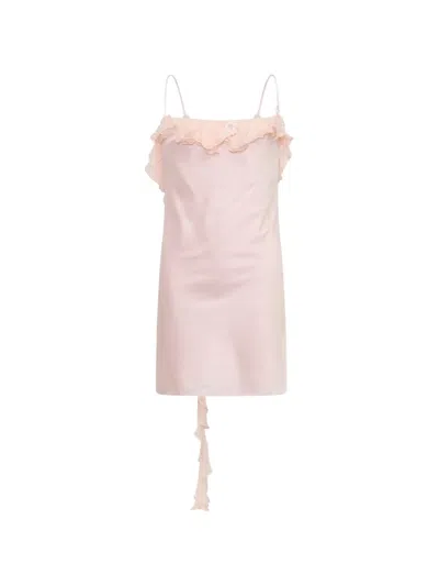 Stolen Stores Ruffled Open-back Mini Dress In Pink