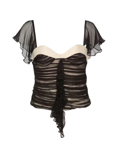 Stolen Stores Ruffled Ruched Top In Multi