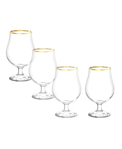 Stolzle Lausitz Cabaret Berlin Beer Glasses, Set Of 4 In Crystal With Gold Rim