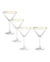 Stolzle Lausitz Cabaret Martini Glasses, Set Of 4 In Crystal With Gold Rim