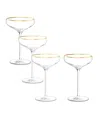 Stolzle Lausitz Cabaret Swing Saucers Glasses, Set Of 4 In Crystal With Gold Rim