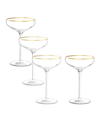 Stolzle Lausitz Cabaret Swing Saucers Glasses, Set Of 4 In Crystal With Gold Rim