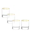 Stolzle Lausitz Cabaret Whiskey Single Old Fashioned Glasses, Set Of 4 In Crystal With Gold Rim