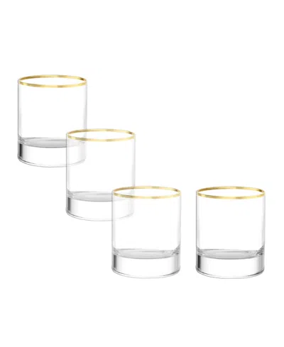 Stolzle Lausitz Cabaret Whiskey Single Old Fashioned Glasses, Set Of 4 In Crystal With Gold Rim