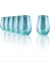 Stolzle Lausitz Mirrors Turquoise Tumblers, Set Of 6 In Turquoise