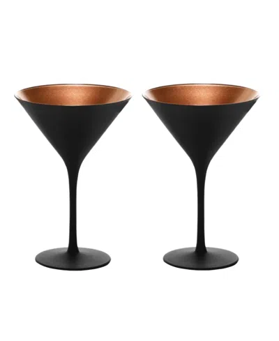 Stolzle Lausitz Olympia Martini Glasses, Set Of 2 In Black With Bronze