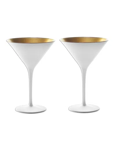 Stolzle Lausitz Olympia Martini Glasses, Set Of 2 In White With Gold