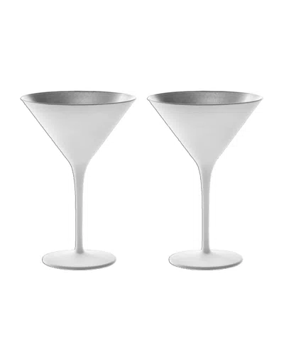 Stolzle Lausitz Olympia Martini Glasses, Set Of 2 In White With Silver